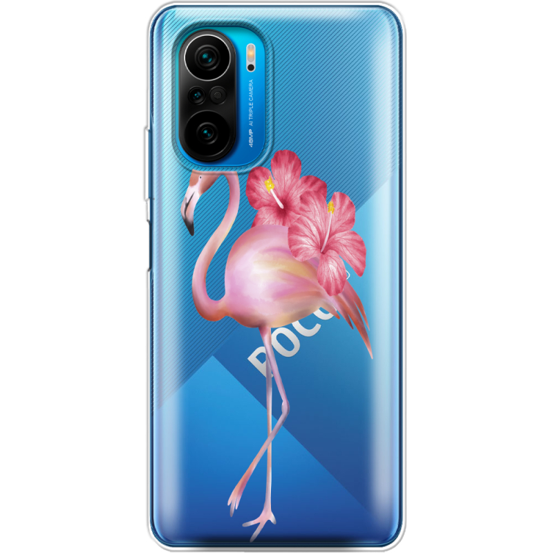 Прозрачный чехол BoxFace Poco F3 Floral Flamingo