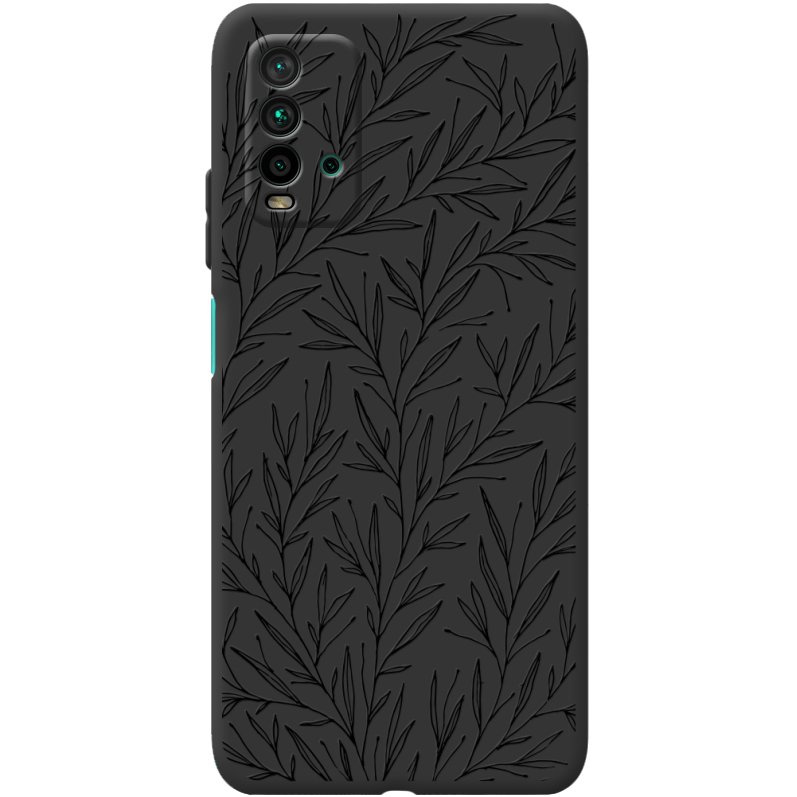 Черный чехол BoxFace Xiaomi Redmi 9T Leaves