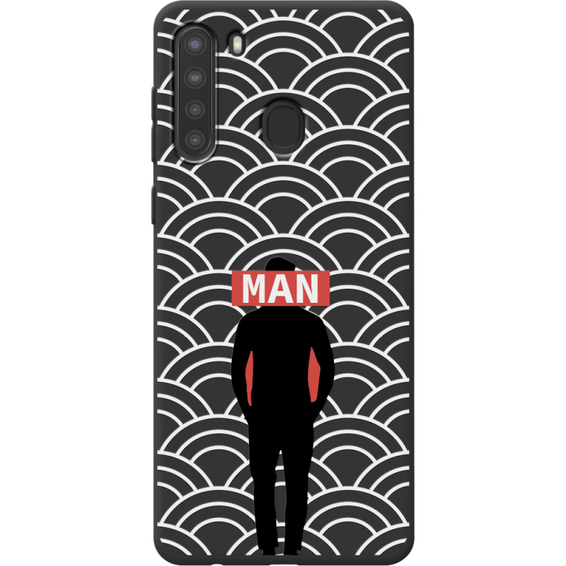 Черный чехол BoxFace Samsung A215 Galaxy A21 Man Pattern