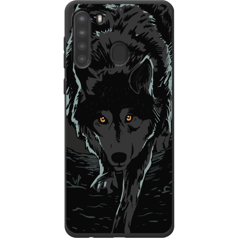 Черный чехол BoxFace Samsung A215 Galaxy A21 Wolf