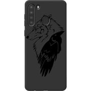 Черный чехол BoxFace Samsung A215 Galaxy A21 Wolf and Raven