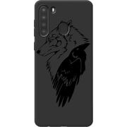 Черный чехол BoxFace Samsung A215 Galaxy A21 Wolf and Raven