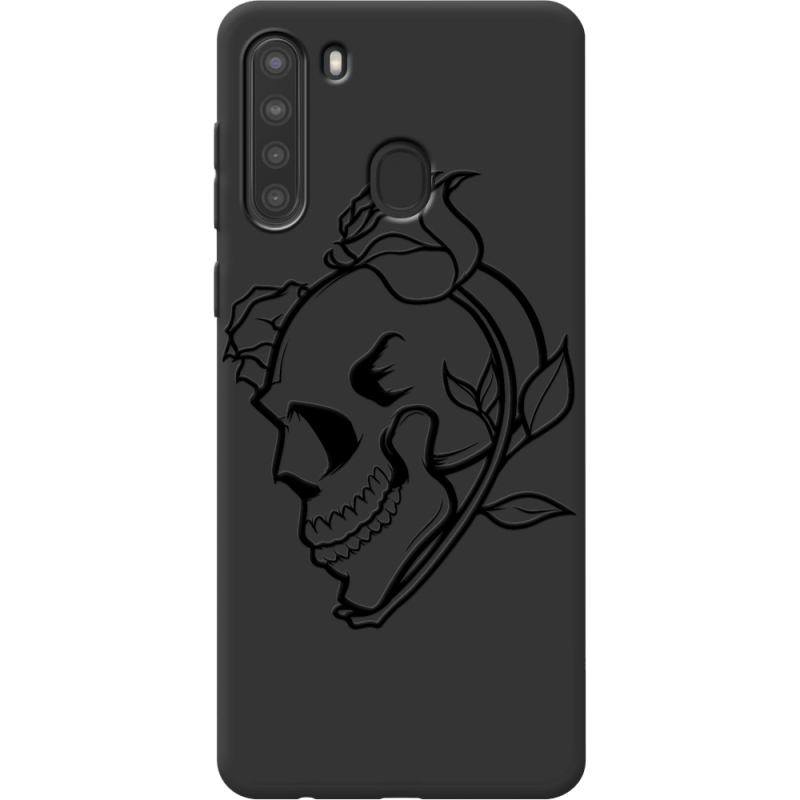 Черный чехол BoxFace Samsung A215 Galaxy A21 Skull and Roses