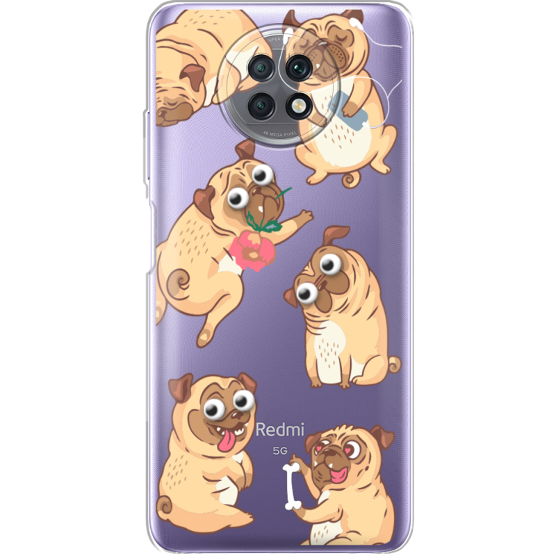 Прозрачный чехол BoxFace Xiaomi Redmi Note 9T с 3D-глазками Pug