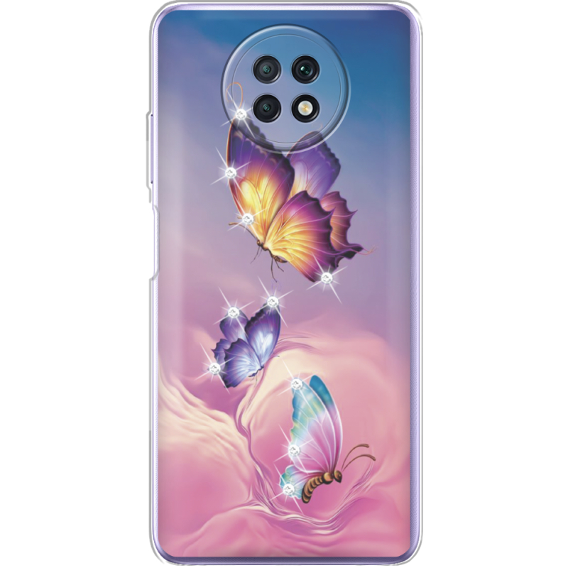 Чехол со стразами Xiaomi Redmi Note 9T Butterflies