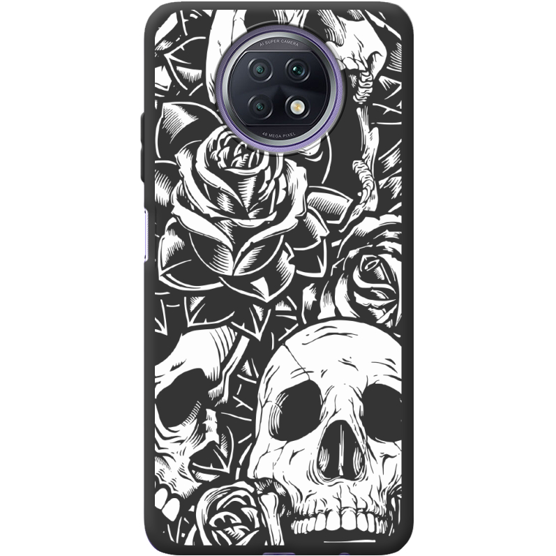 Черный чехол BoxFace Xiaomi Redmi Note 9T Skull and Roses