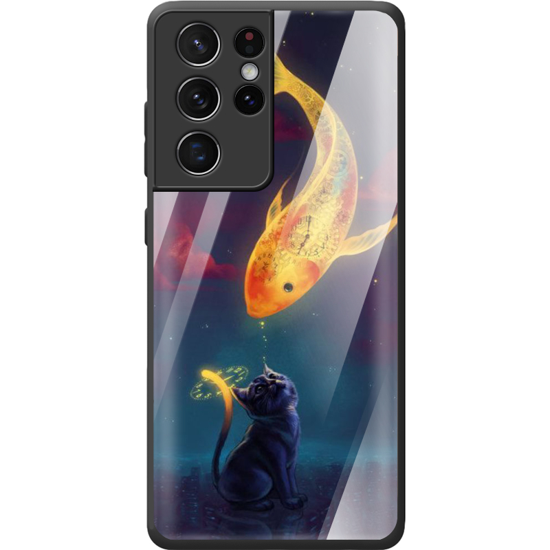 Защитный чехол BoxFace Glossy Panel Samsung G998 Galaxy S21 Ultra Kitten And Fish