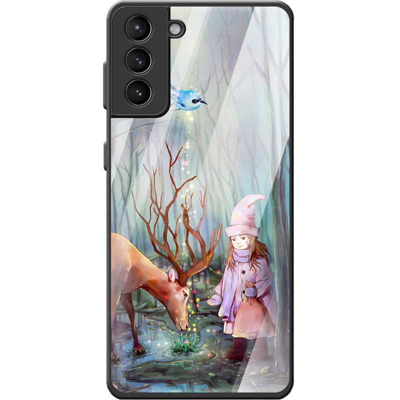 Защитный чехол BoxFace Glossy Panel Samsung G996 Galaxy S21 Plus Girl And Deer