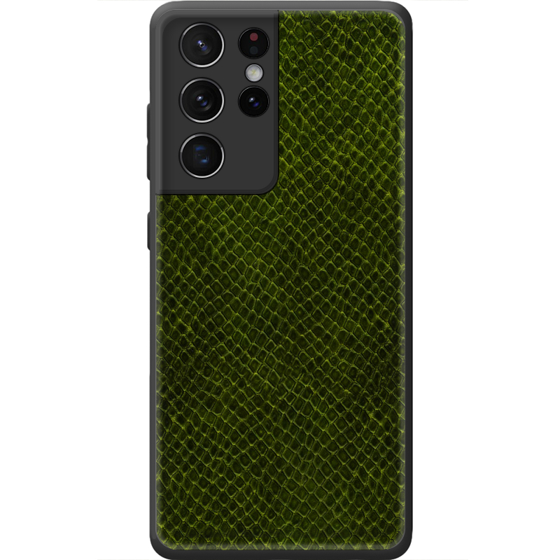 Кожаный чехол Boxface Samsung G998 Galaxy S21 Ultra Snake Forest Green