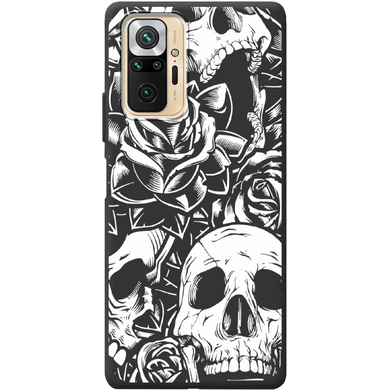 Черный чехол BoxFace Xiaomi Redmi Note 10 Pro Skull and Roses