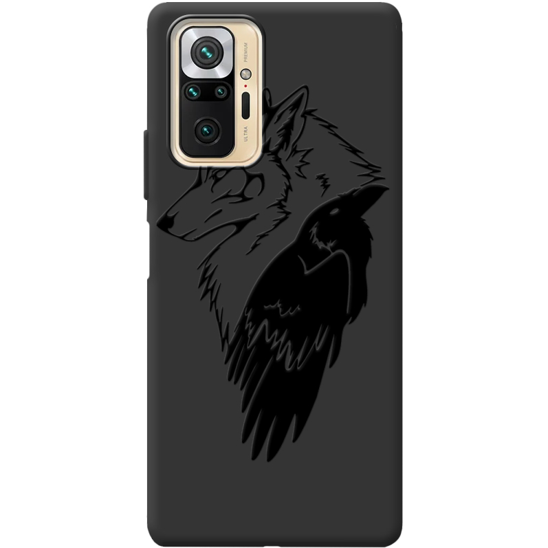 Черный чехол BoxFace Xiaomi Redmi Note 10 Pro Wolf and Raven