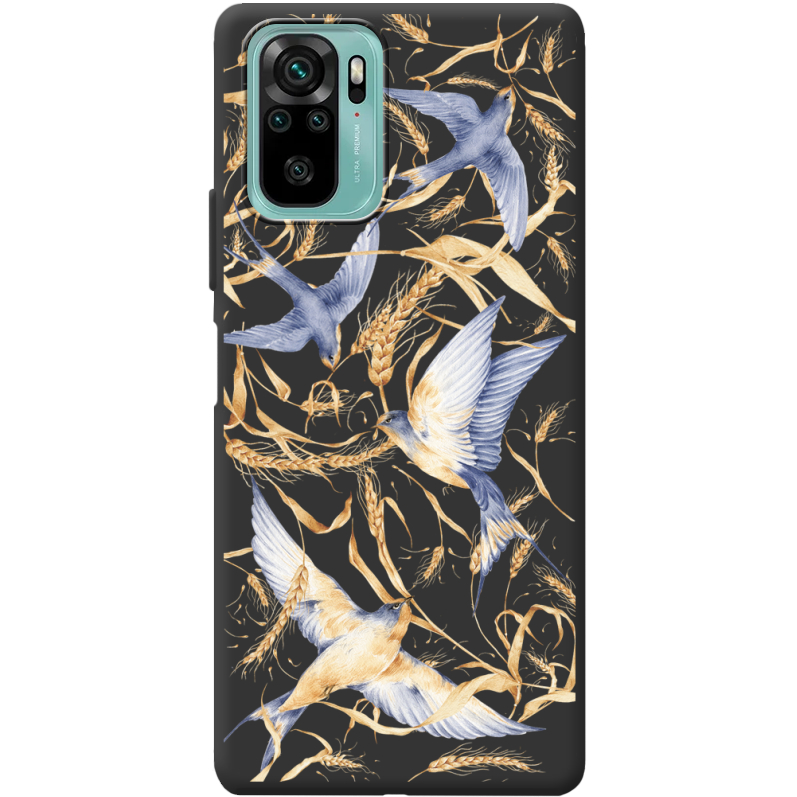 Черный чехол BoxFace Xiaomi Redmi Note 10/ Note 10S Ластівки
