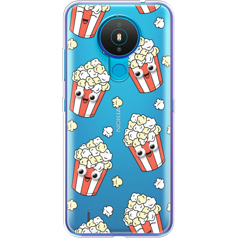 Прозрачный чехол BoxFace Nokia 1.4 с 3D-глазками Popcorn