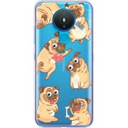 Прозрачный чехол BoxFace Nokia 1.4 с 3D-глазками Pug