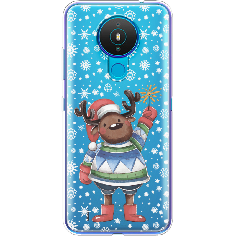 Прозрачный чехол BoxFace Nokia 1.4 Christmas Deer with Snow