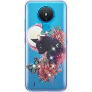 Чехол со стразами Nokia 1.4 Cat in Flowers