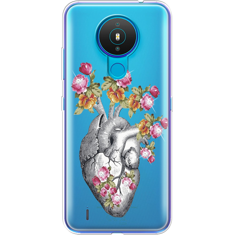 Чехол со стразами Nokia 1.4 Heart