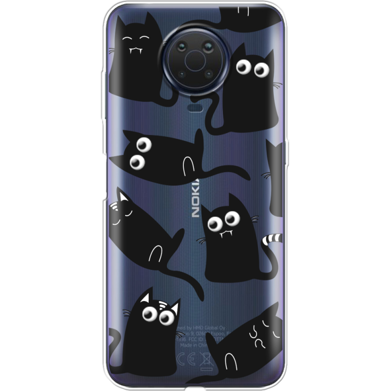 Прозрачный чехол BoxFace Nokia G10 с 3D-глазками Black Kitty