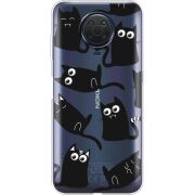 Прозрачный чехол BoxFace Nokia G10 с 3D-глазками Black Kitty