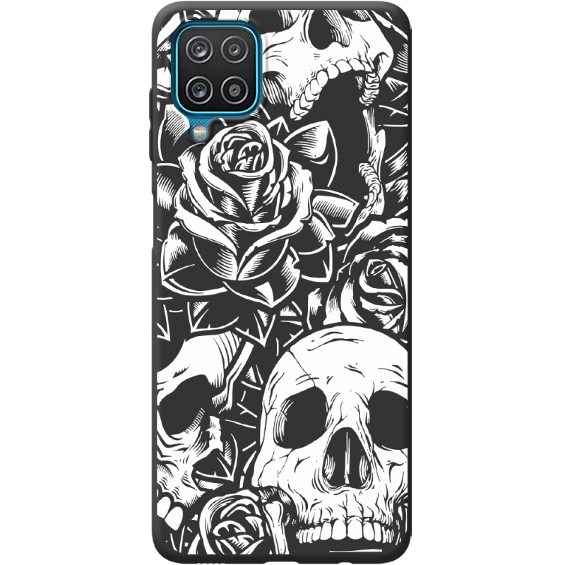 Черный чехол BoxFace Samsung M127 Galaxy M12 Skull and Roses
