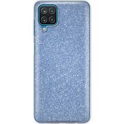 Чехол с блёстками Samsung M127 Galaxy M12 Голубой