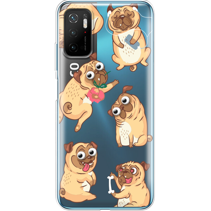 Прозрачный чехол BoxFace Xiaomi Poco M3 Pro с 3D-глазками Pug