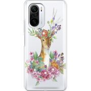 Чехол со стразами Xiaomi Mi 11i Deer with flowers