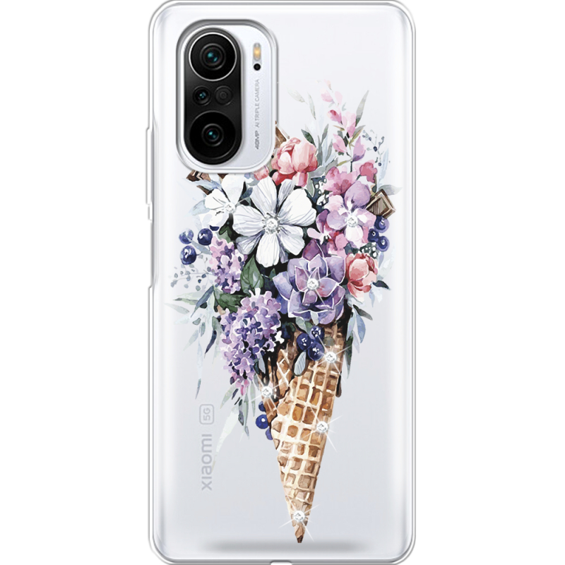 Чехол со стразами Xiaomi Mi 11i Ice Cream Flowers