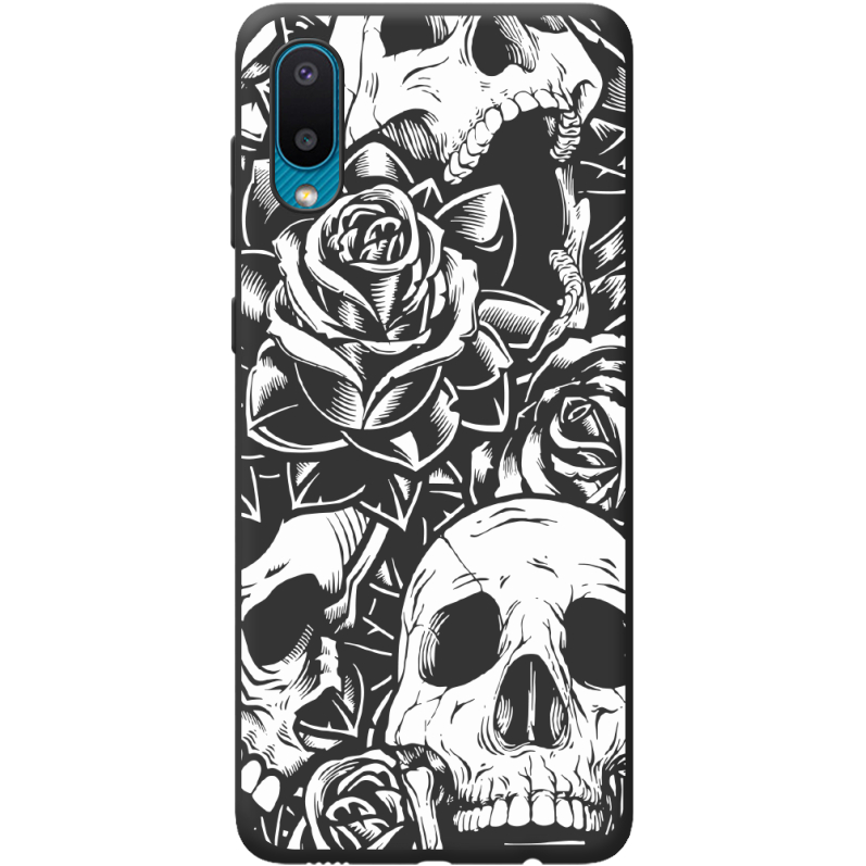 Черный чехол BoxFace Samsung A022 Galaxy A02  Skull and Roses