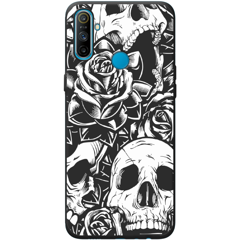 Черный чехол BoxFace Realme C3 Skull and Roses