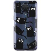 Прозрачный чехол BoxFace Nokia G20 с 3D-глазками Black Kitty