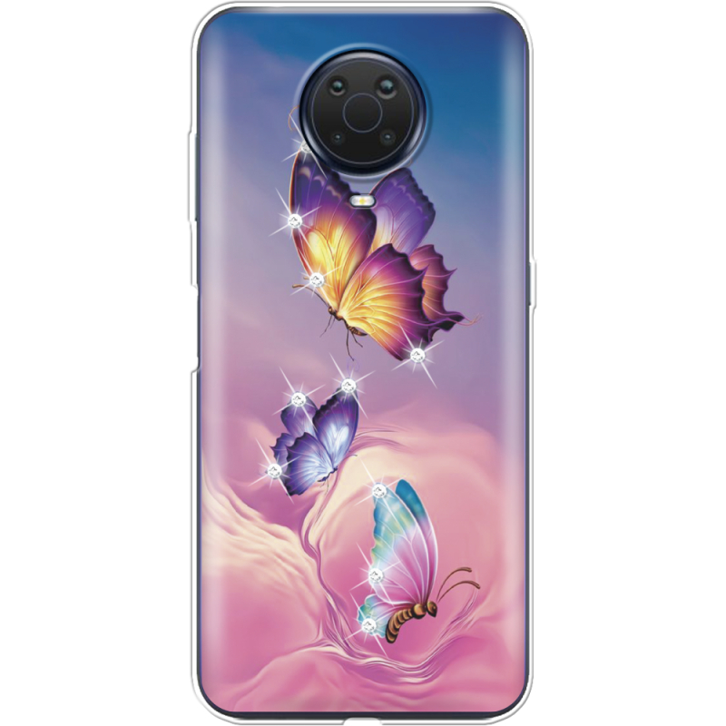 Чехол со стразами Nokia G20 Butterflies