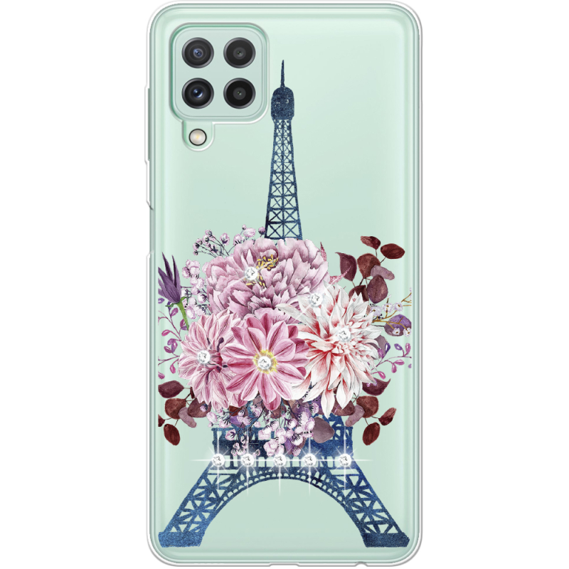 Чехол со стразами Samsung A225 Galaxy A22 Eiffel Tower