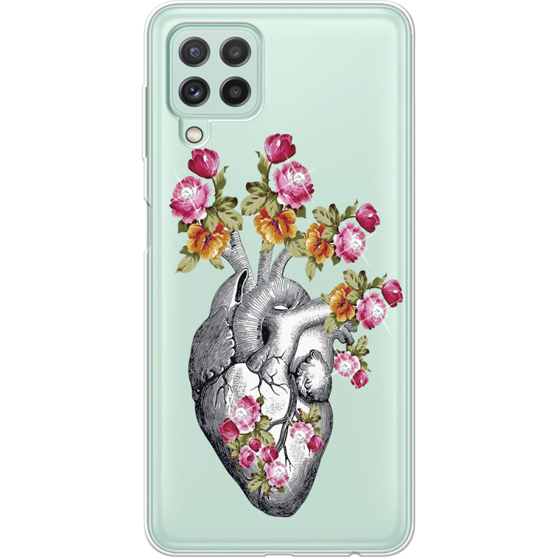 Чехол со стразами Samsung A225 Galaxy A22 Heart