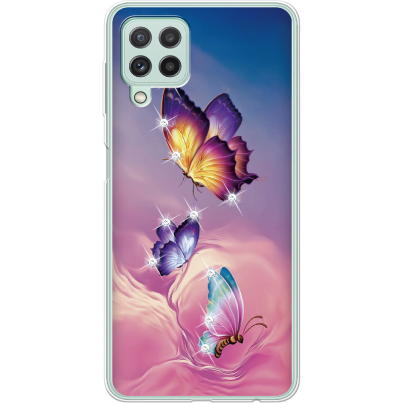Чехол со стразами Samsung A225 Galaxy A22 Butterflies