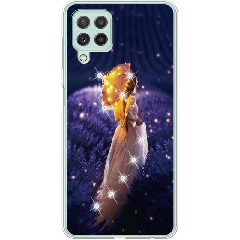 Чехол со стразами Samsung A225 Galaxy A22 Girl with Umbrella