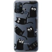 Прозрачный чехол BoxFace OnePlus Nord N100 с 3D-глазками Black Kitty