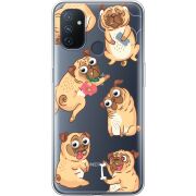 Прозрачный чехол BoxFace OnePlus Nord N100 с 3D-глазками Pug