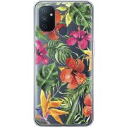 Прозрачный чехол BoxFace OnePlus Nord N100 Tropical Flowers