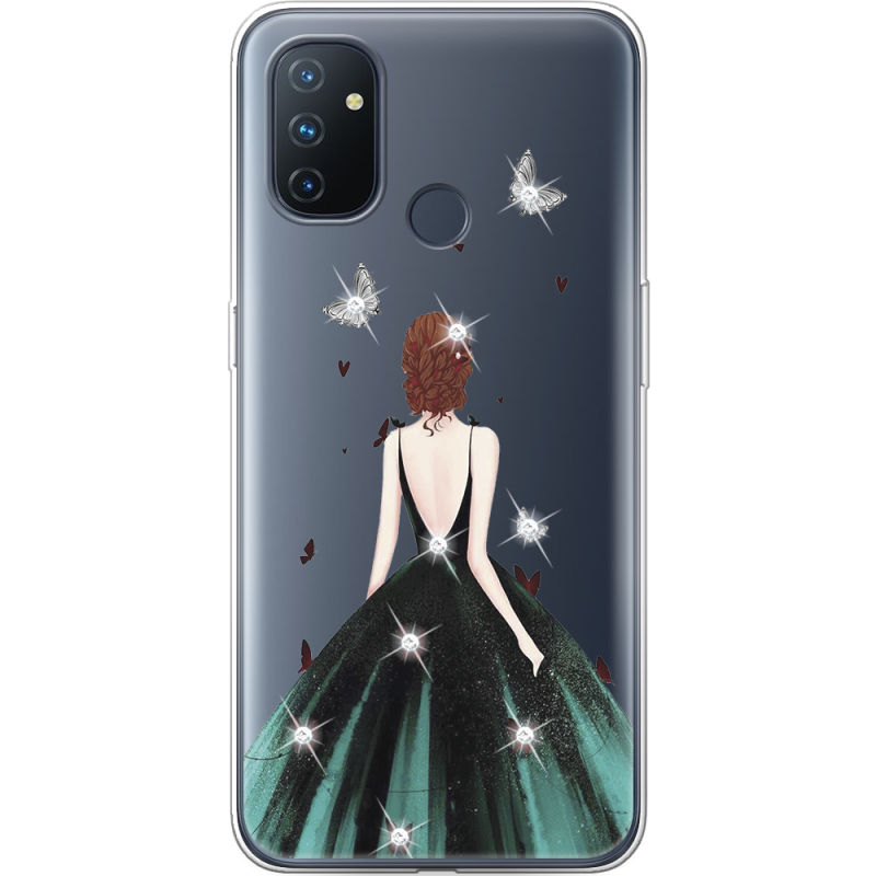 Чехол со стразами OnePlus Nord N100 Girl in the green dress