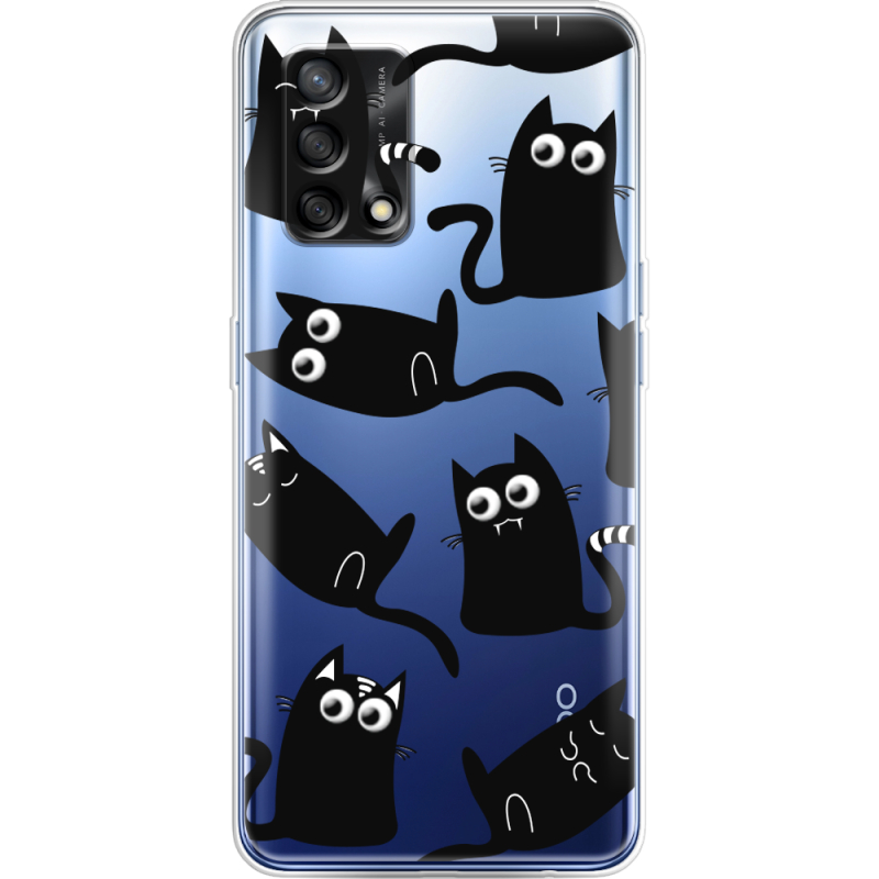 Прозрачный чехол BoxFace OPPO A74 с 3D-глазками Black Kitty