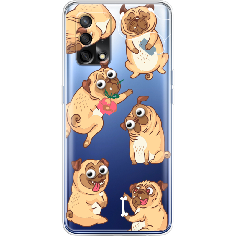 Прозрачный чехол BoxFace OPPO A74 с 3D-глазками Pug