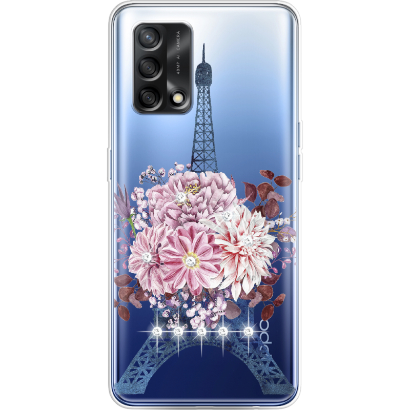 Чехол со стразами OPPO A74 Eiffel Tower