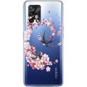 Чехол со стразами OPPO A74 Swallows and Bloom
