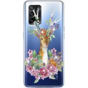Чехол со стразами OPPO A74 Deer with flowers