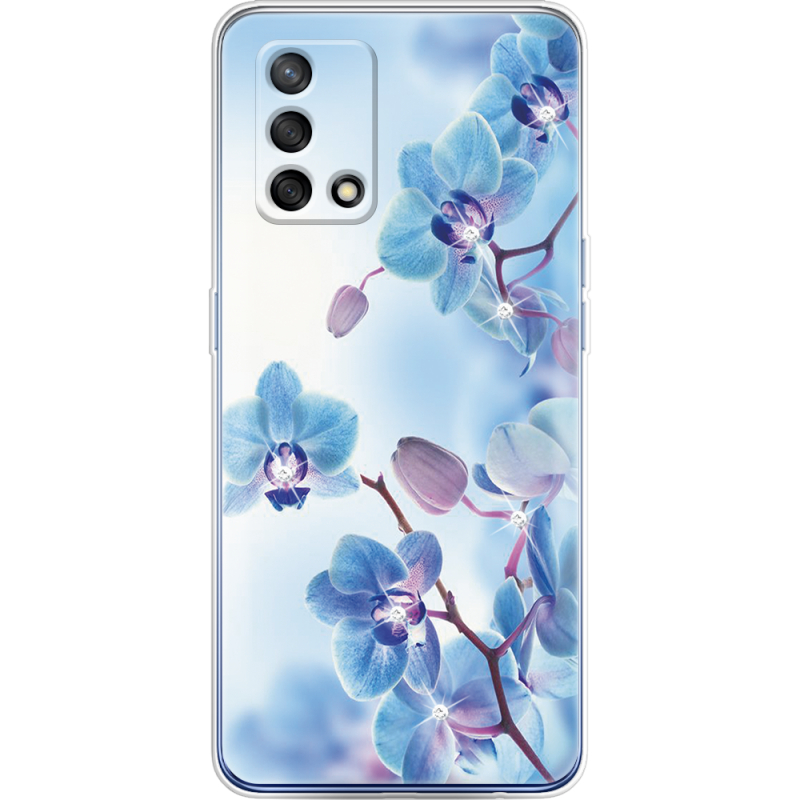 Чехол со стразами OPPO A74 Orchids