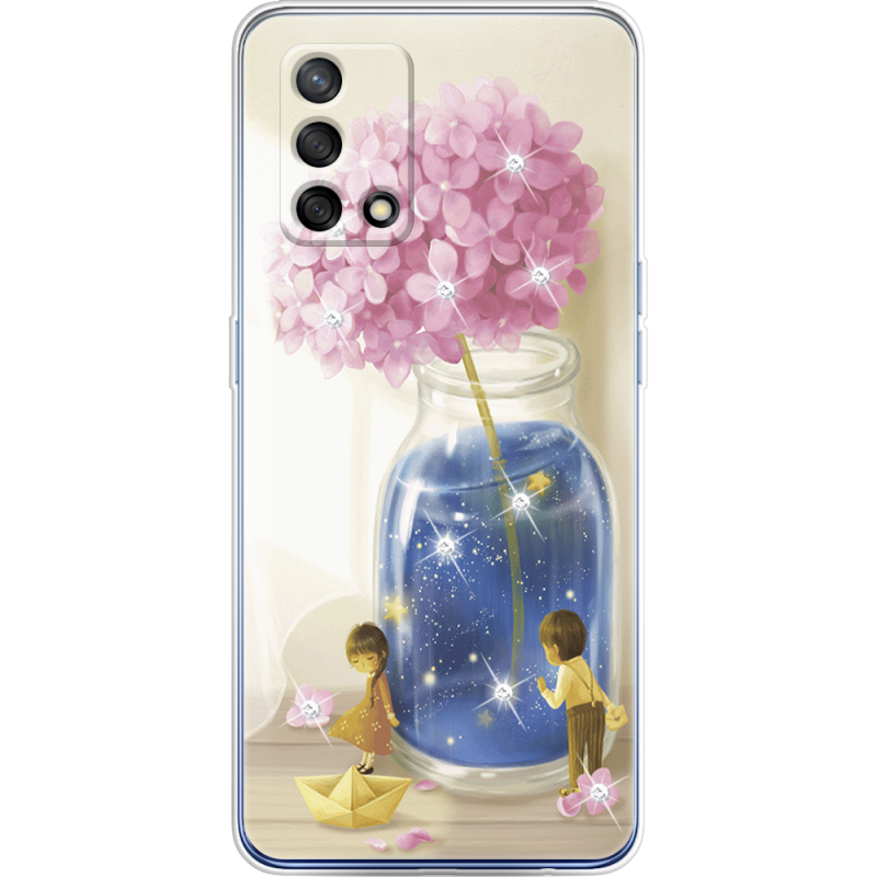 Чехол со стразами OPPO A74 Little Boy and Girl