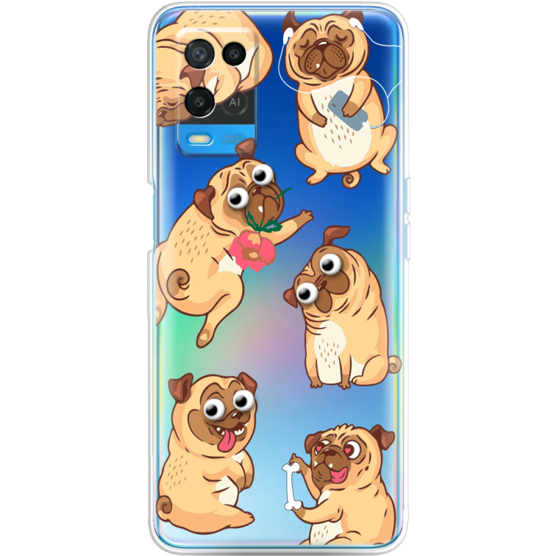 Прозрачный чехол BoxFace OPPO A54 с 3D-глазками Pug