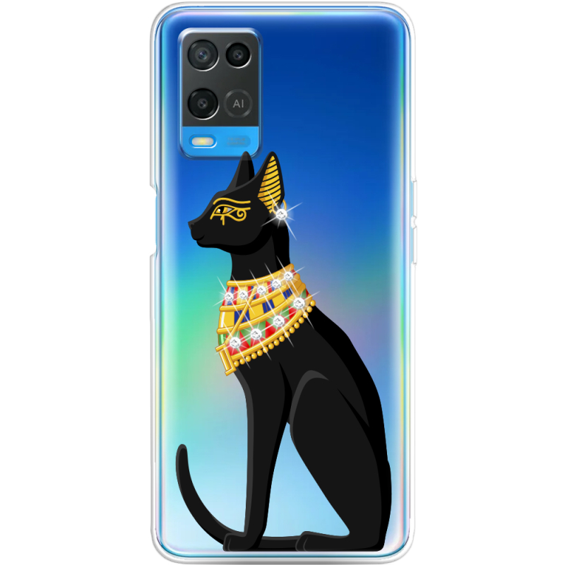 Чехол со стразами OPPO A54 Egipet Cat