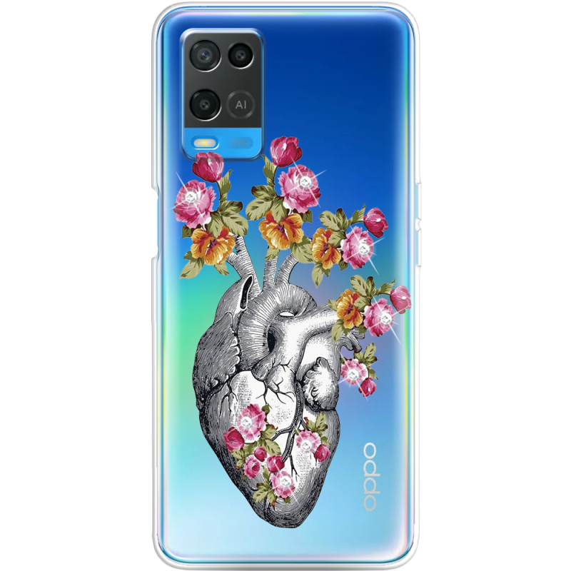 Чехол со стразами OPPO A54 Heart